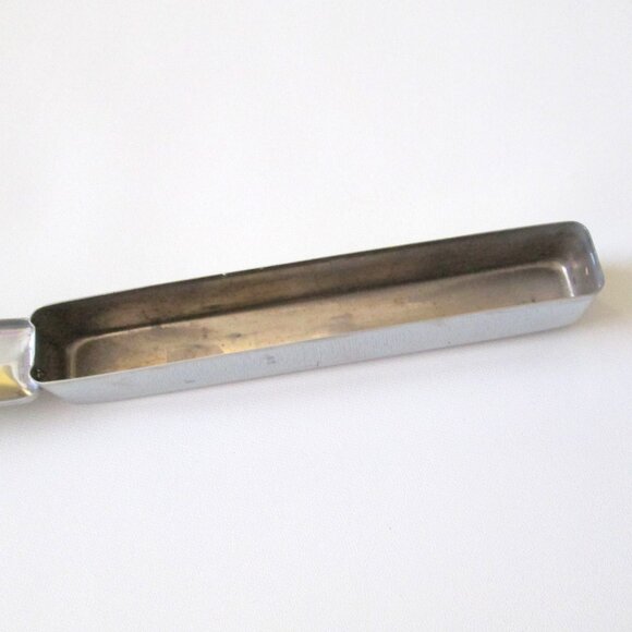 Vintage Art Deco Straight Razor Chrome Metal Case Vanity Piece Hinged Lid 7" - Picture 4 of 7